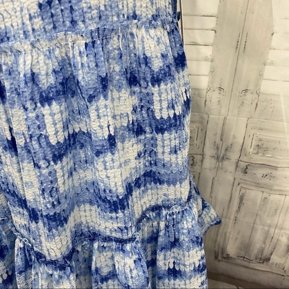 Eliza J Size 14 Blue White Tie Dye Halter Neck Sleeveless Trapeze Pockets Dress - Picture 5 of 13